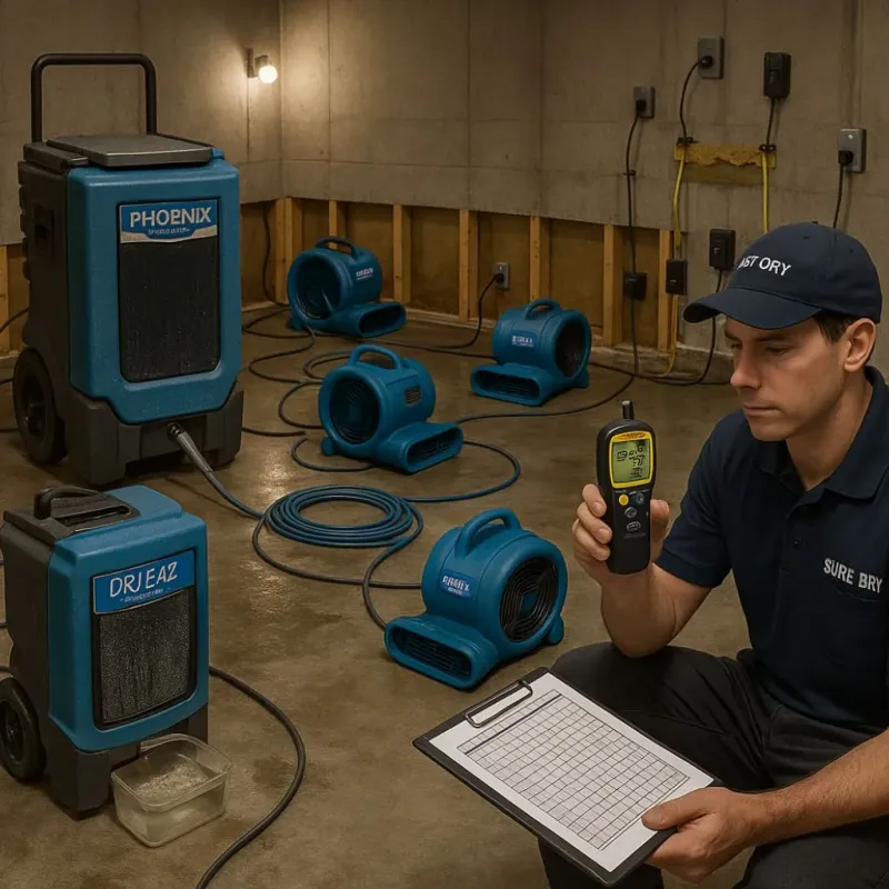 Structural Drying and Dehumidification process in New London, OH
